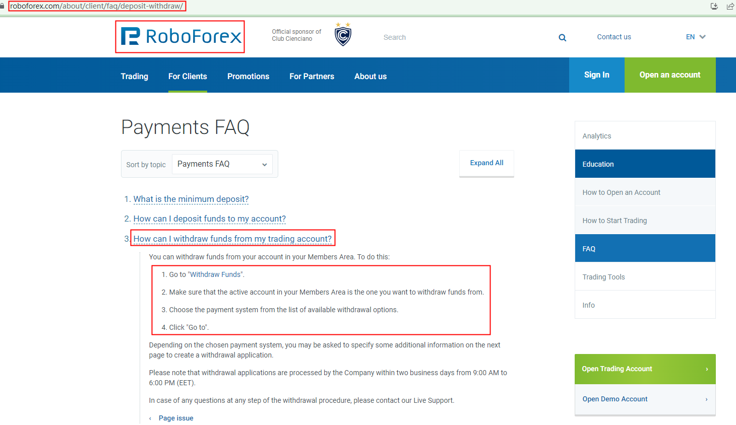 BrokersView: RoboForex's instruction on how to withdraw funds