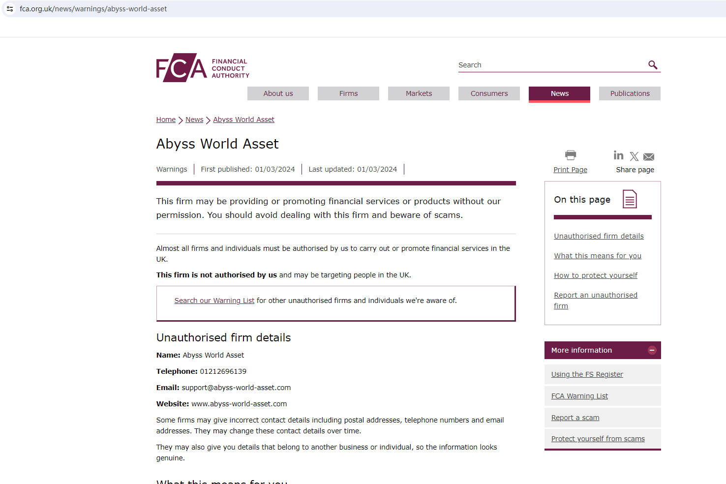 Abyss world asset Review 2026 | Information about Abyss world asset Forex  Broker - BrokersView