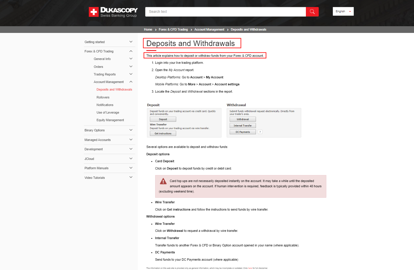 BrokersView's answer for how to withdraw from Dukascopy