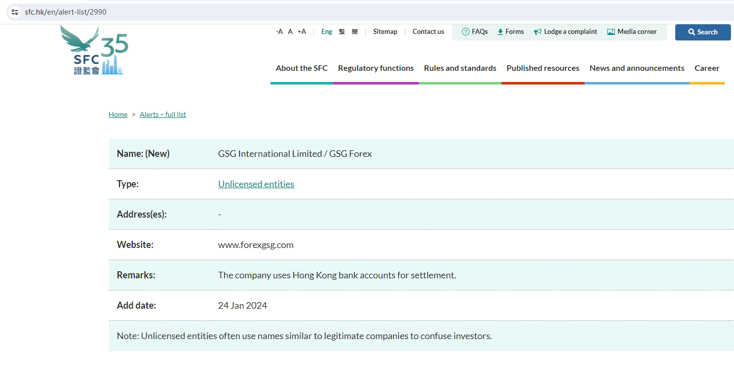 GSG Forex Review 2026 | Information about GSG Forex Forex Broker -  BrokersView