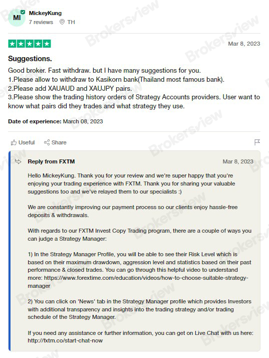 suggestions review on FXTM