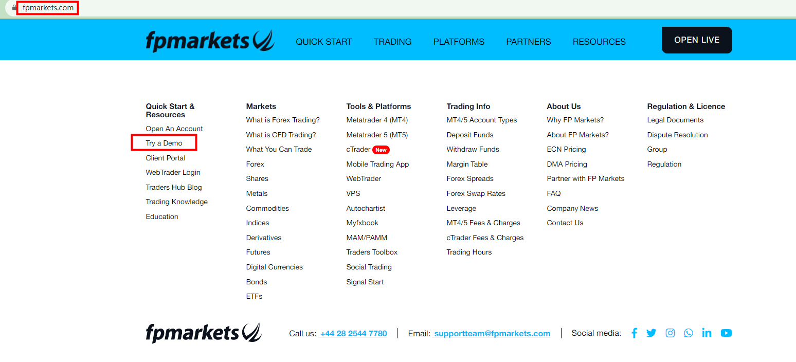 BrokersView's finding about demo account of FP markets