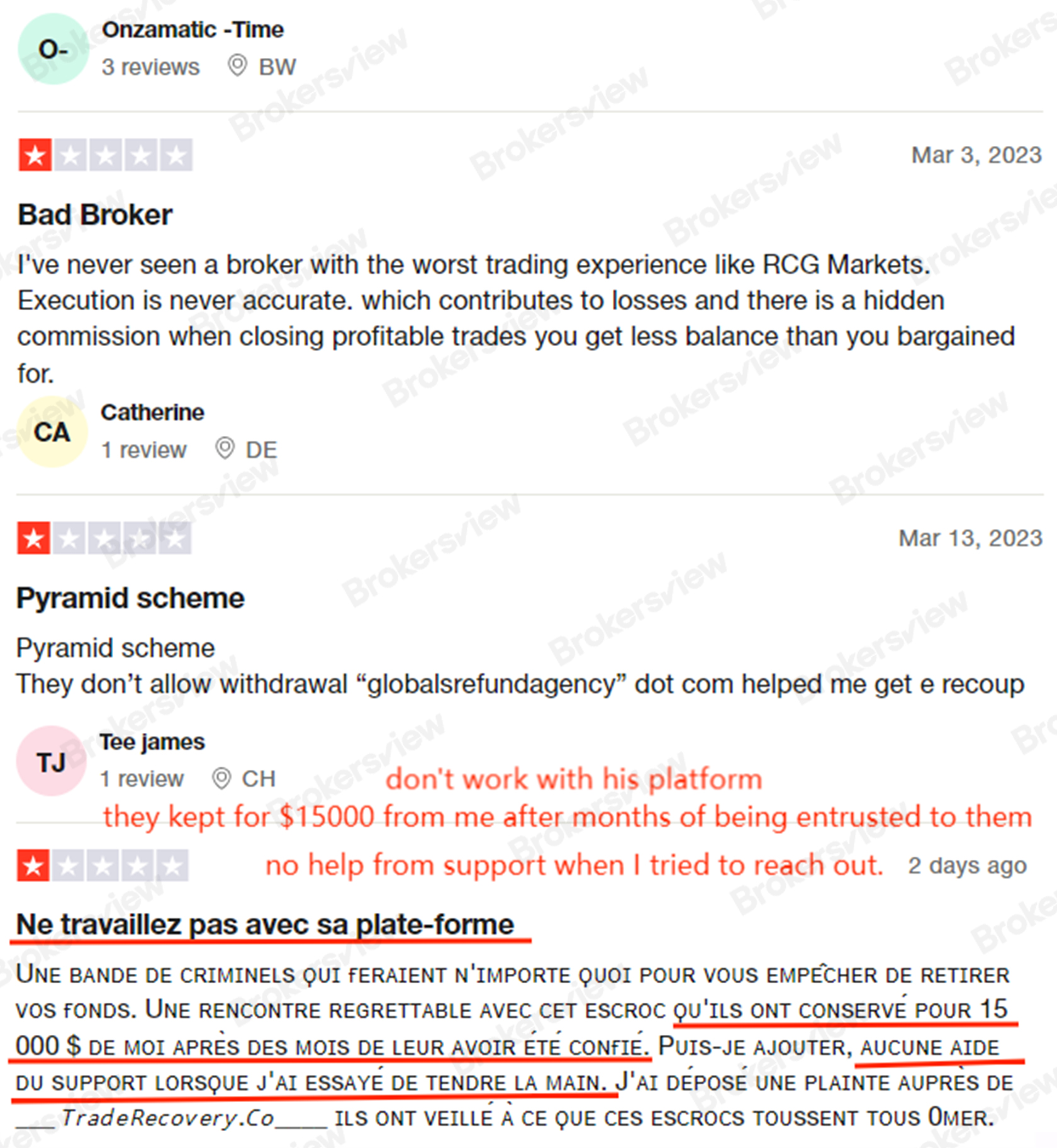 Users reported withdrawal problems at RCG Markets