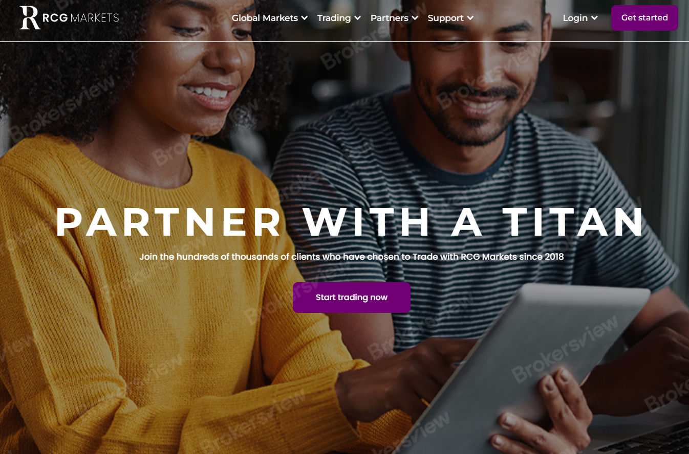 RCG Markets' official webpage