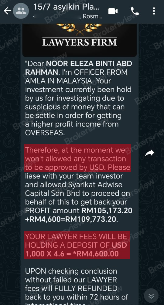 Adwise Capital impersonates an officer.