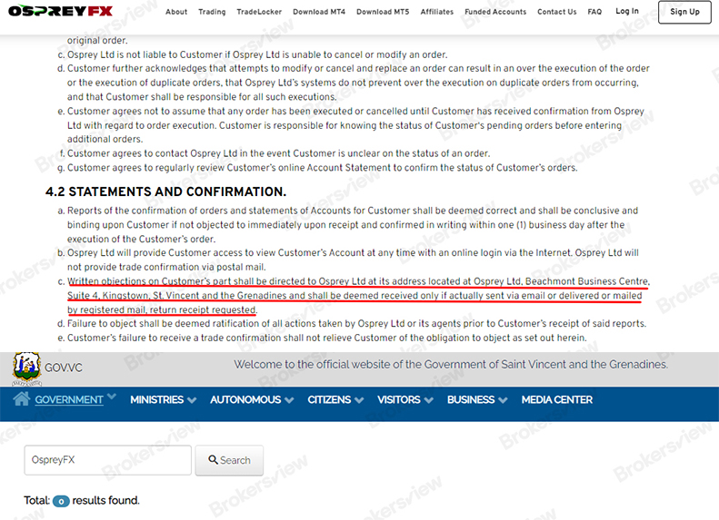 Checking regulatory information of OspreyFX