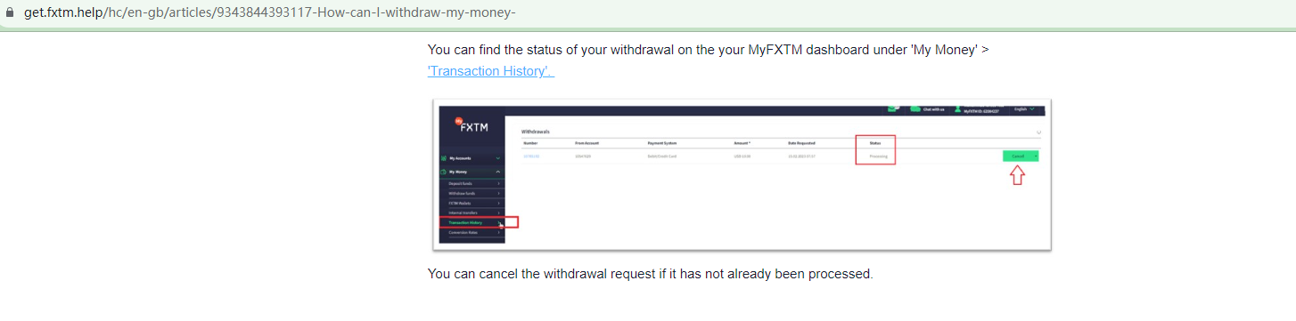 BrokersView: FXTM withdrawal method 2