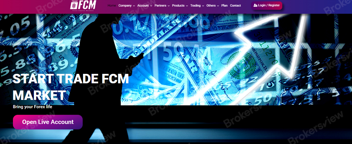 Scam broker TradeFCM's flashy website.