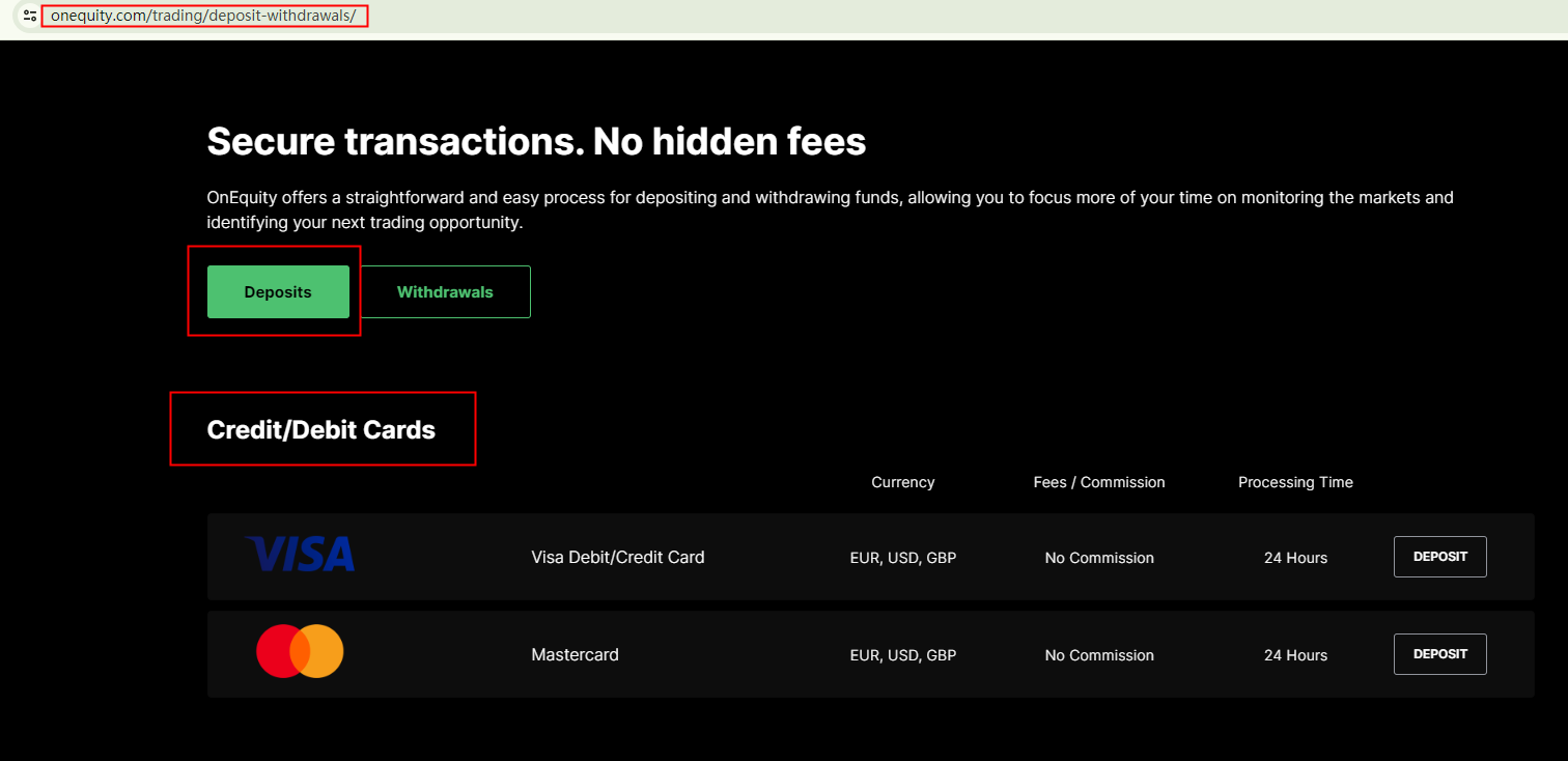 BrokersView: OnEquity accepts credit cards 1