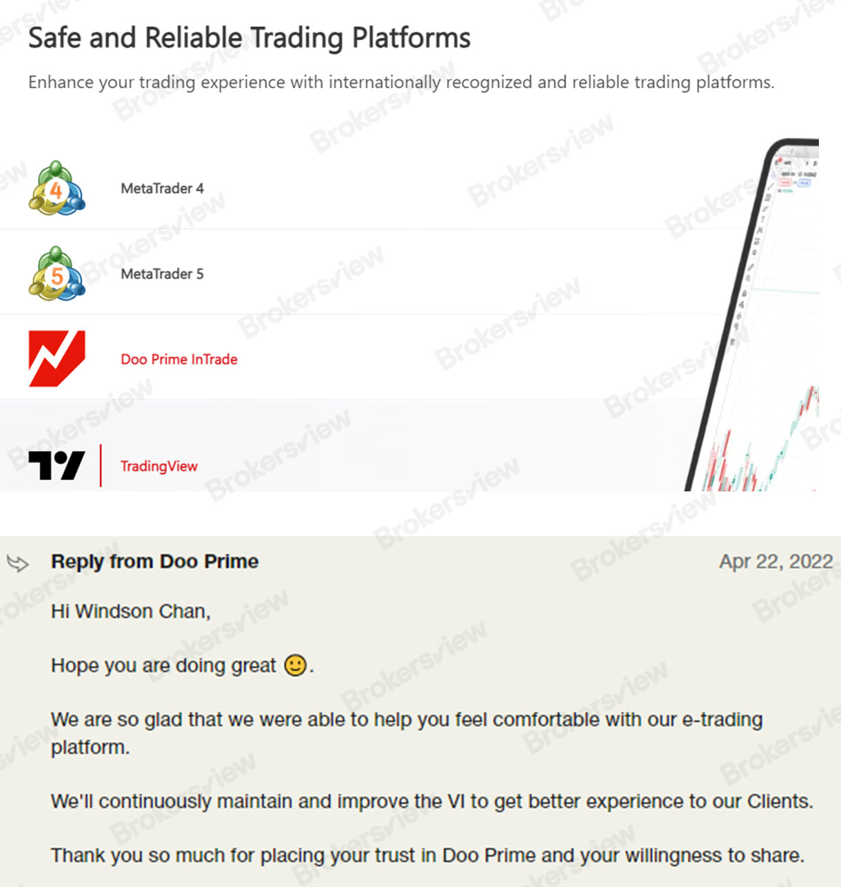 Doo Prime gives feedback based on user suggestions.