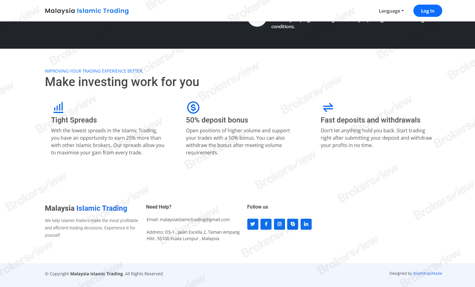 Malaysia Islamic Trading's website is very simple and provides no information on its regulated status.