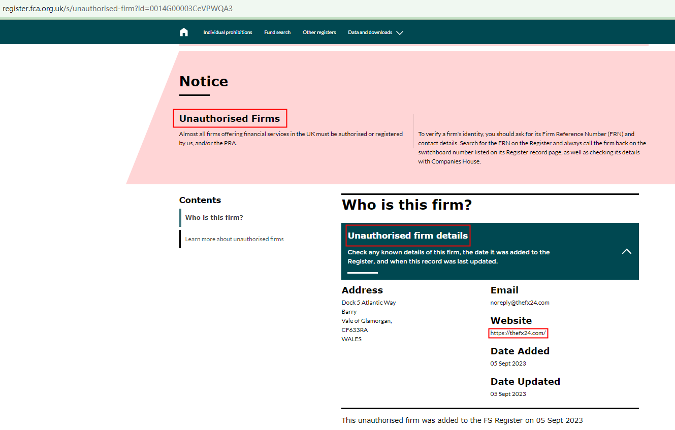 BrokersView: THEFX24TRADE unauthorized by FCA