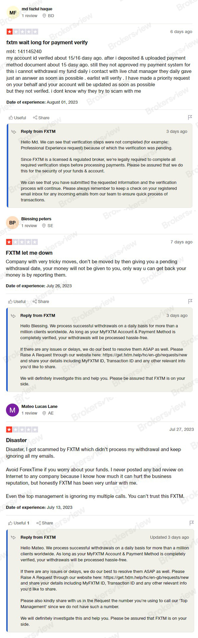 negative reviews on FXTM