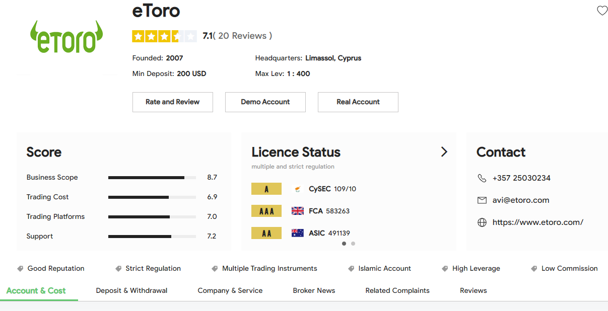 Screenshot of etro at brokersview reviews update as per 7 April 2023.