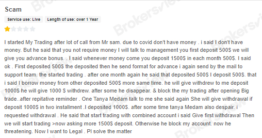 TradeFCM has a bad attitude towards users who give bad reviews.