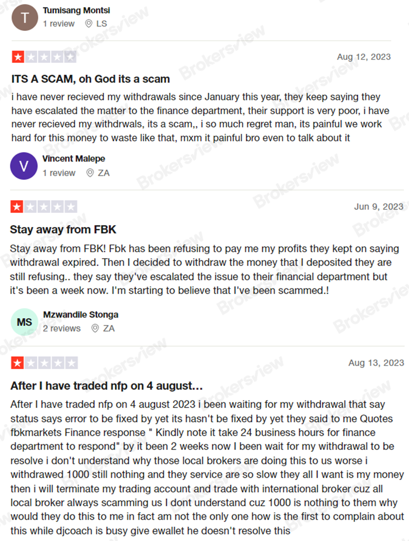 Users are concerned that FBK Markets is a scam.