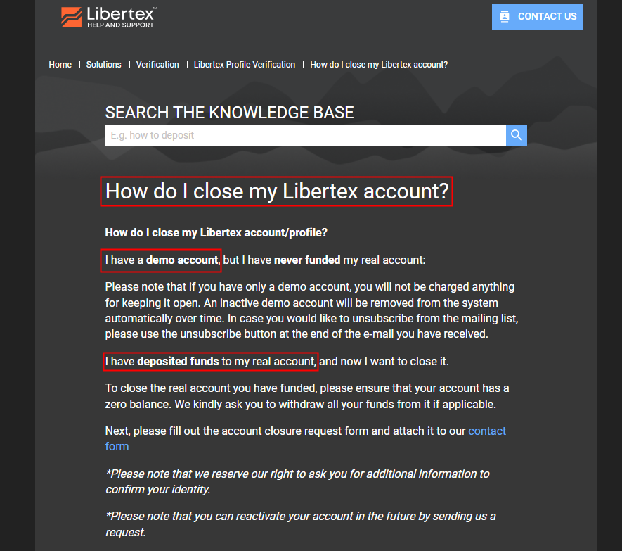 Brokersview answer for deleting libertex account