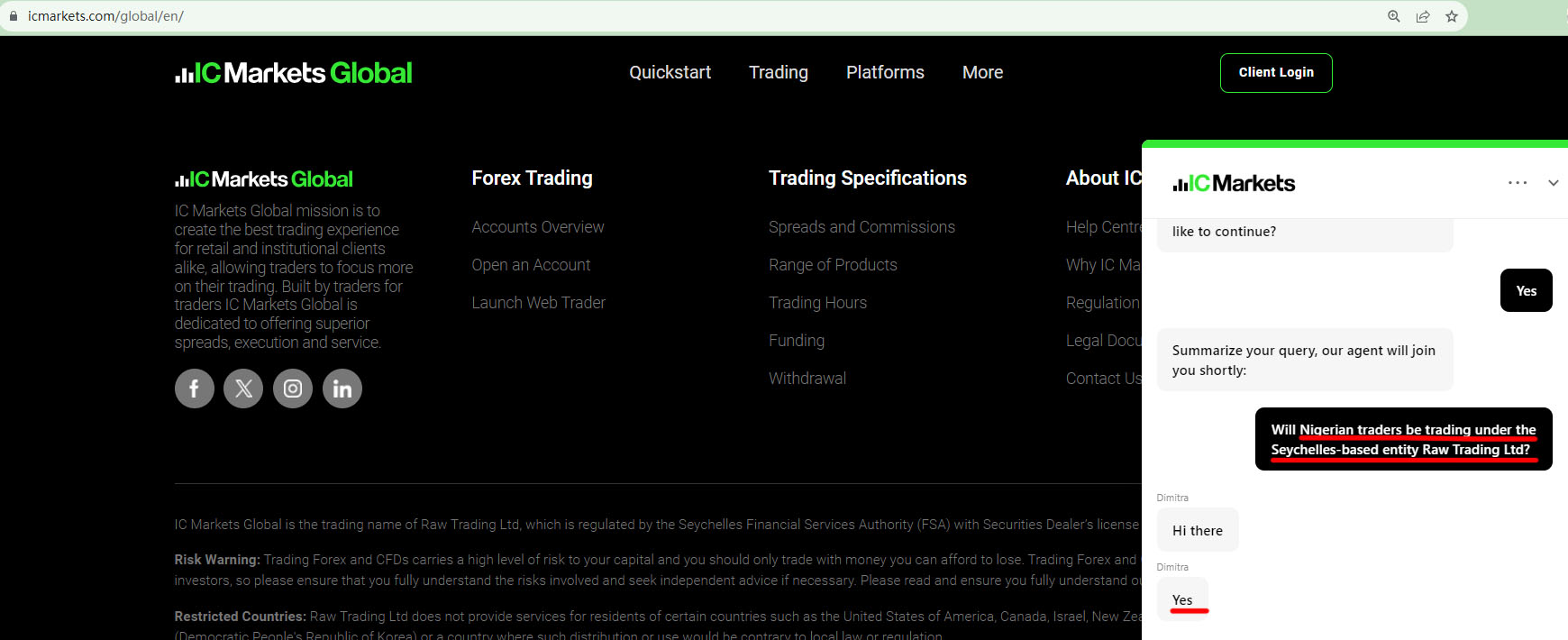 BrokersView: Nigerian customers of IC markets