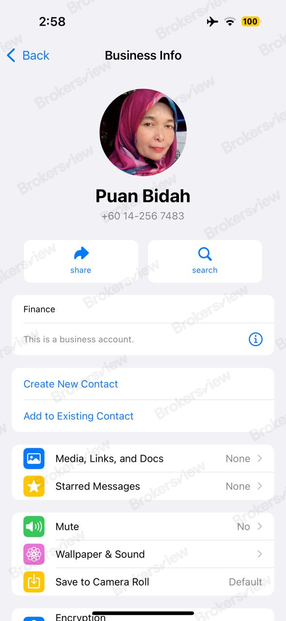 Contact details for a scammer pretending to be an admin.