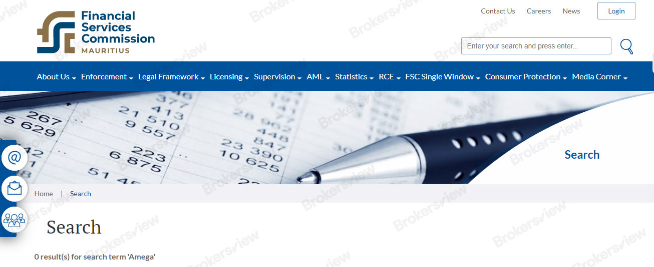 We can't find Amega at the Mauritius Financial Services Commission.
