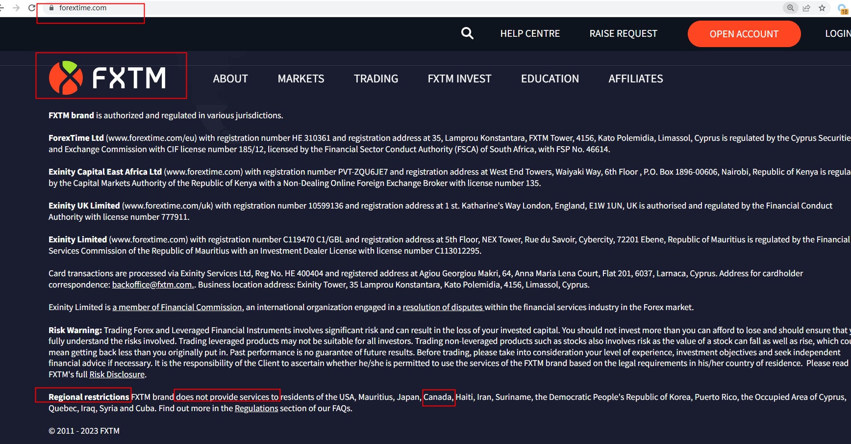 is FXTM available to trade in CANADA? is FXTM available to trade in CANADA?