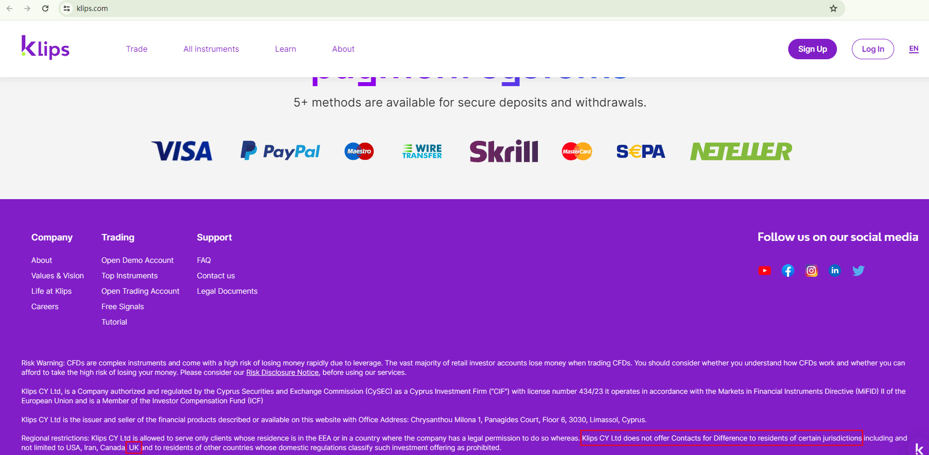 BrokersView: Klips appears not to accept UK customers