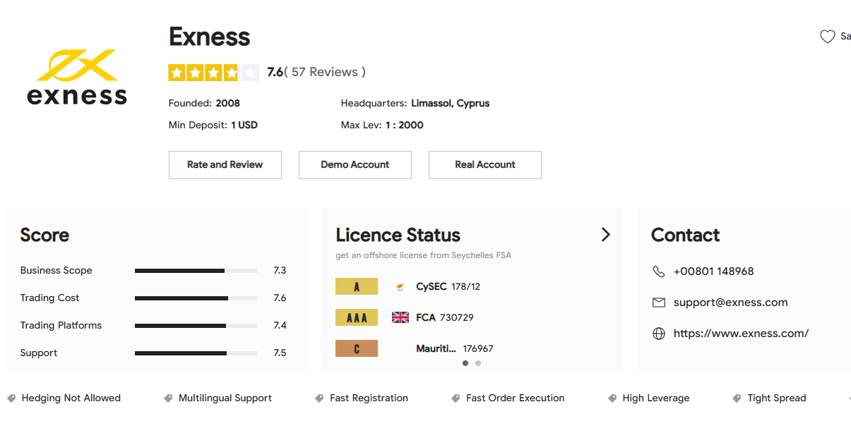 Screenshot of exness forex broker reviews at brokersview.