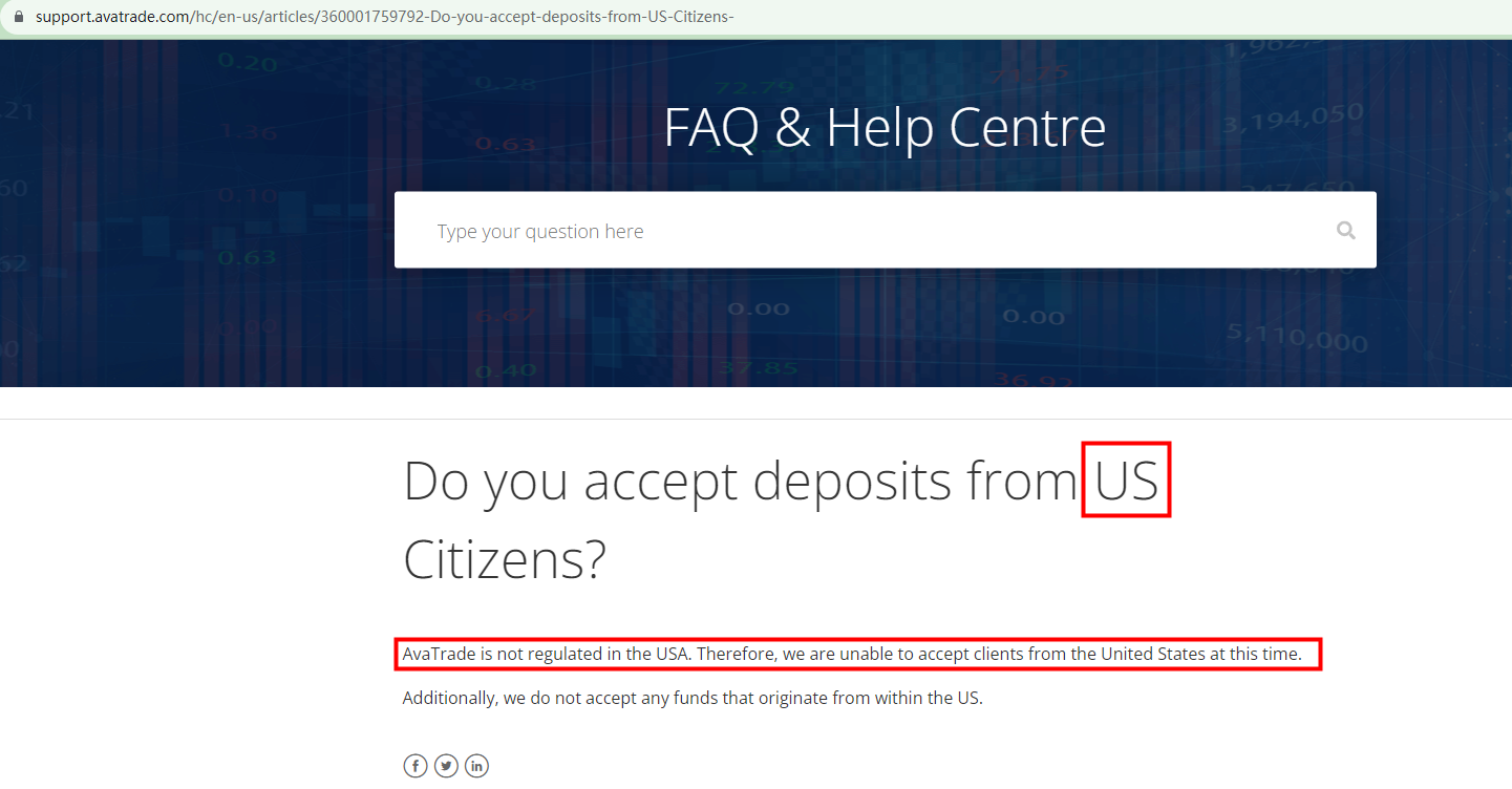 BrokersView's answer for whether Avatrade is available for US clients 2
