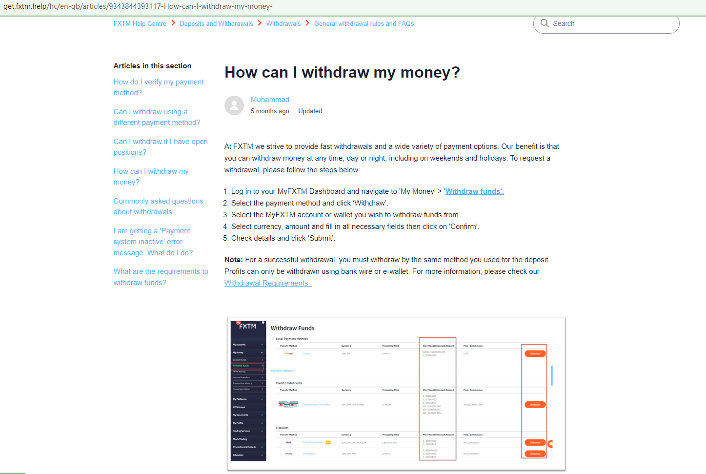 BrokersView: FXTM withdrawal method 1