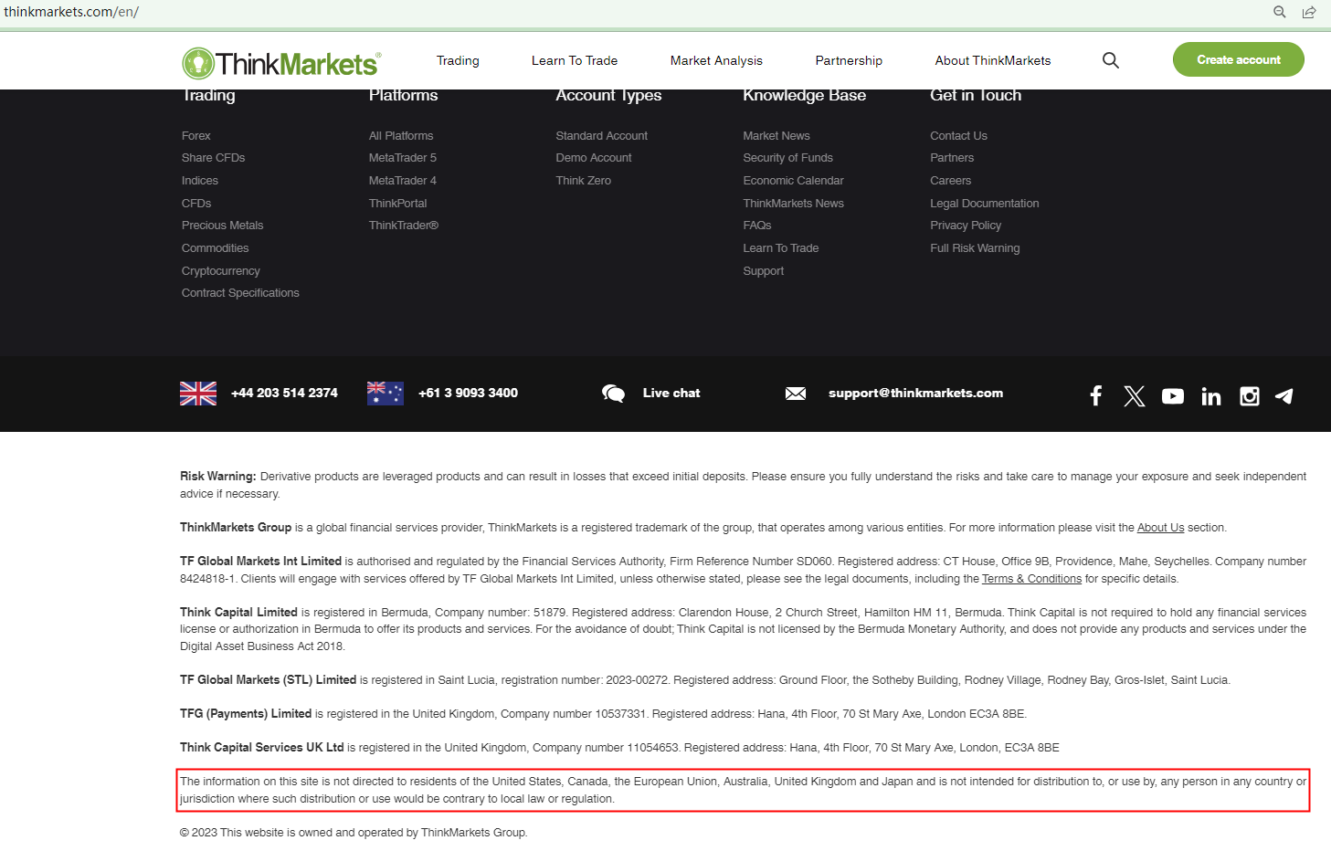 BrokersView: thinkmarkets doesn't provide services for US clients