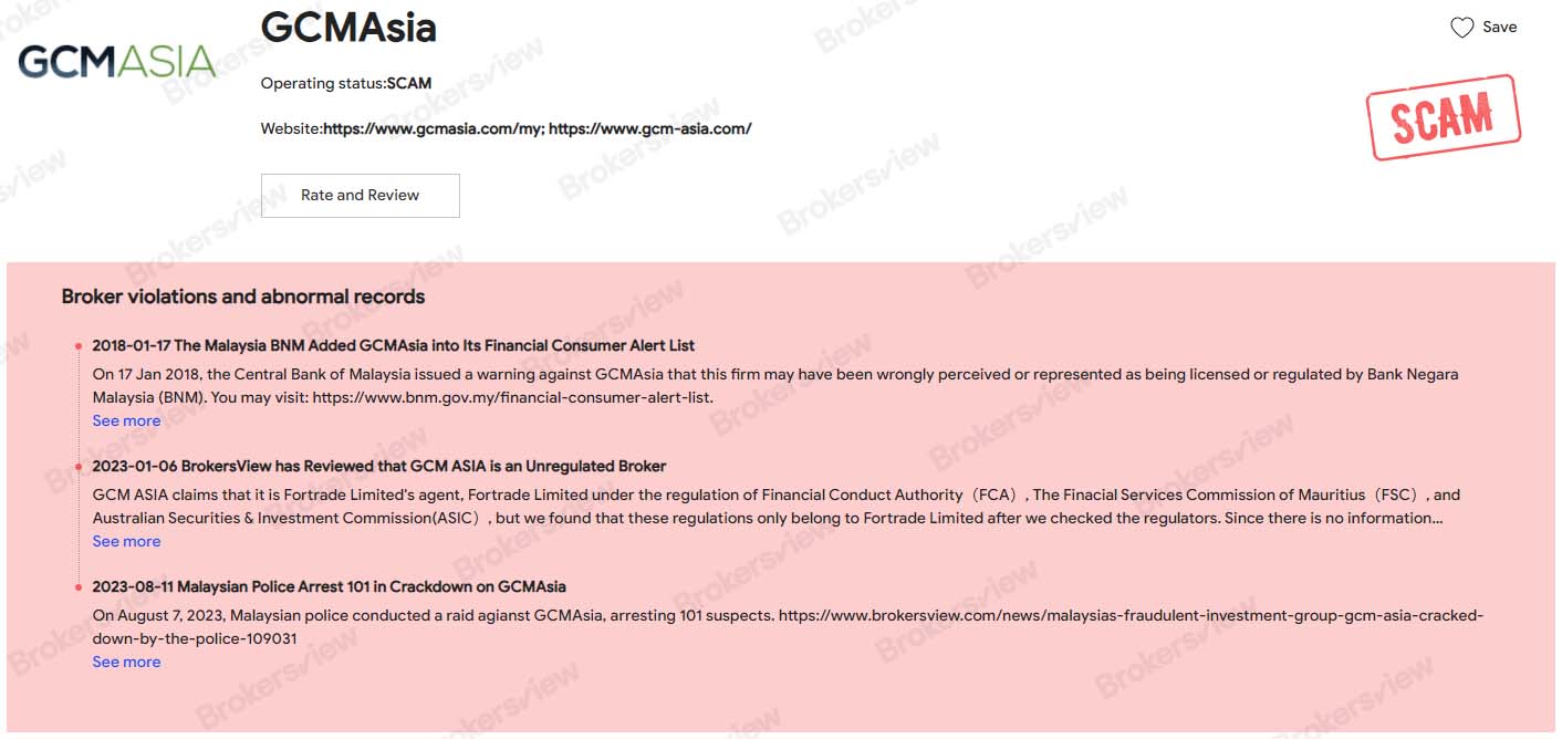 GCMAsia不受监管，曾被监管机构警告