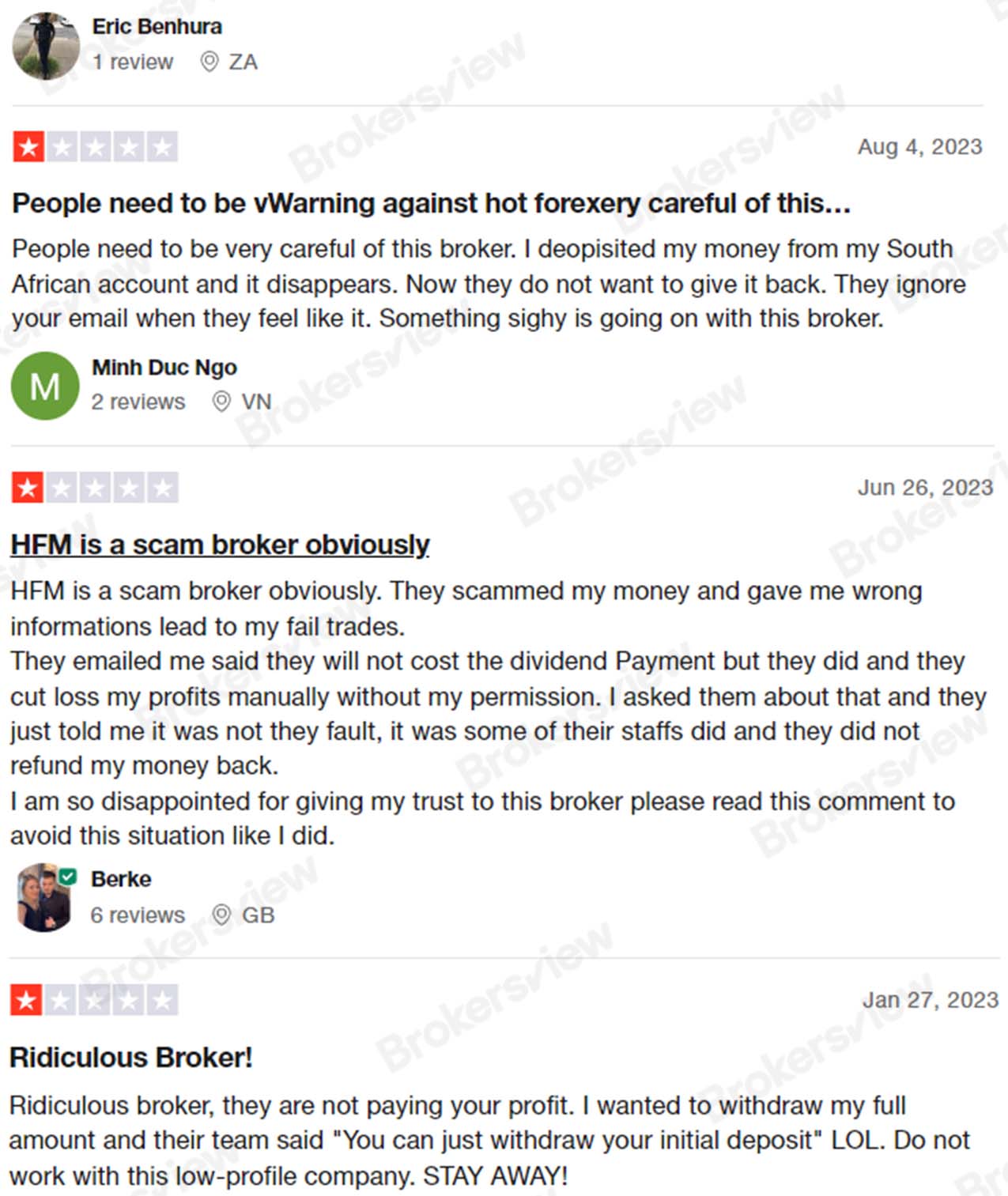 一些客戶認為HF Markets存在欺詐行為