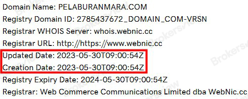 The domain name creation info.