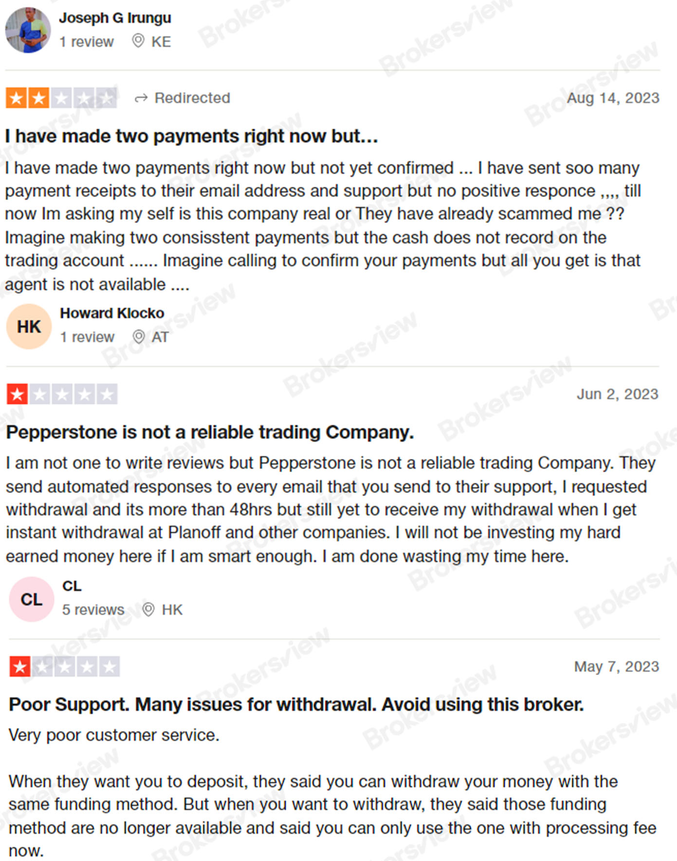 Clients experience problems with withdrawals and deposits at Pepperstone