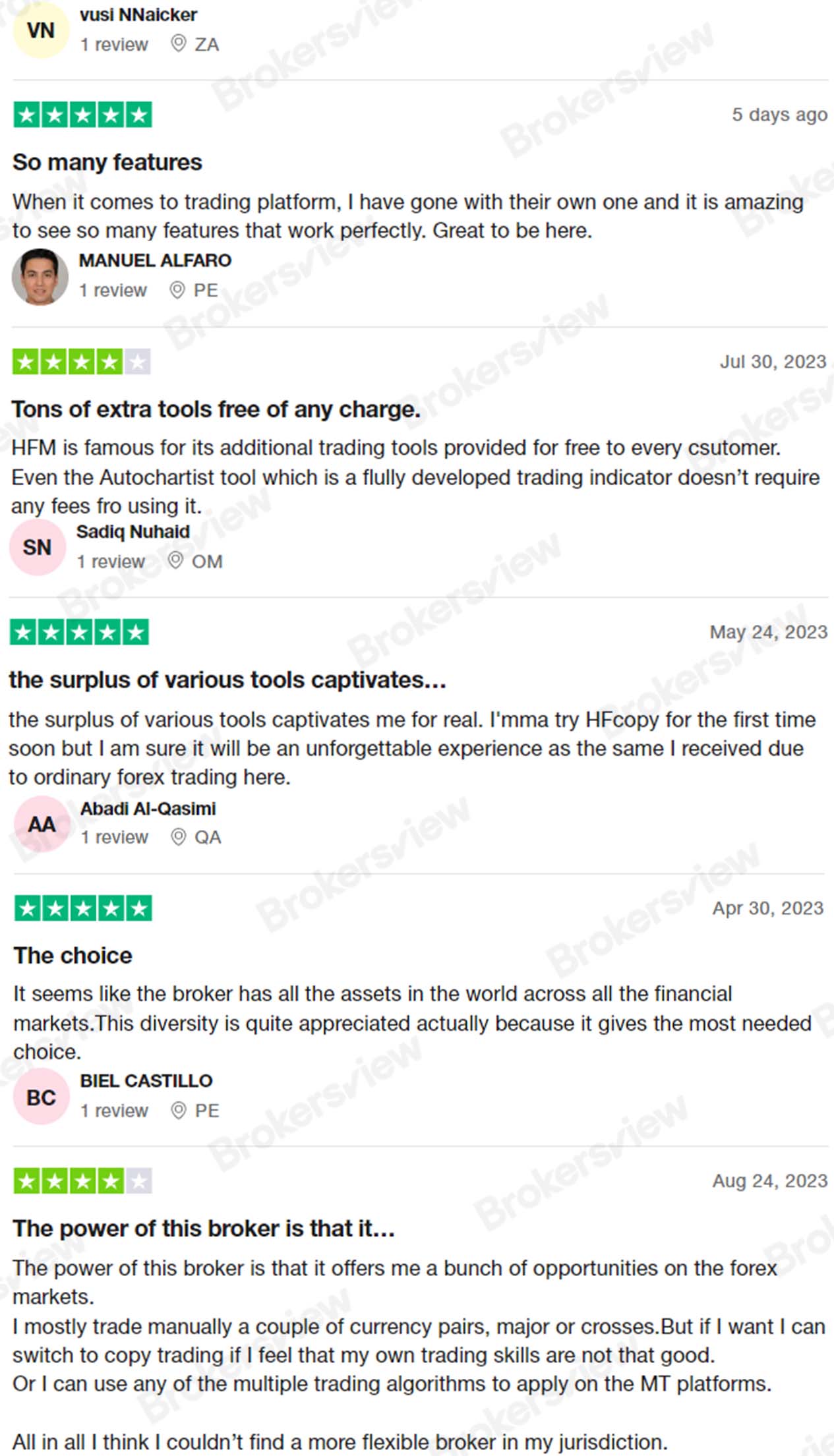 客戶稱贊HF Markets的豐富性,比如工具和資產類別