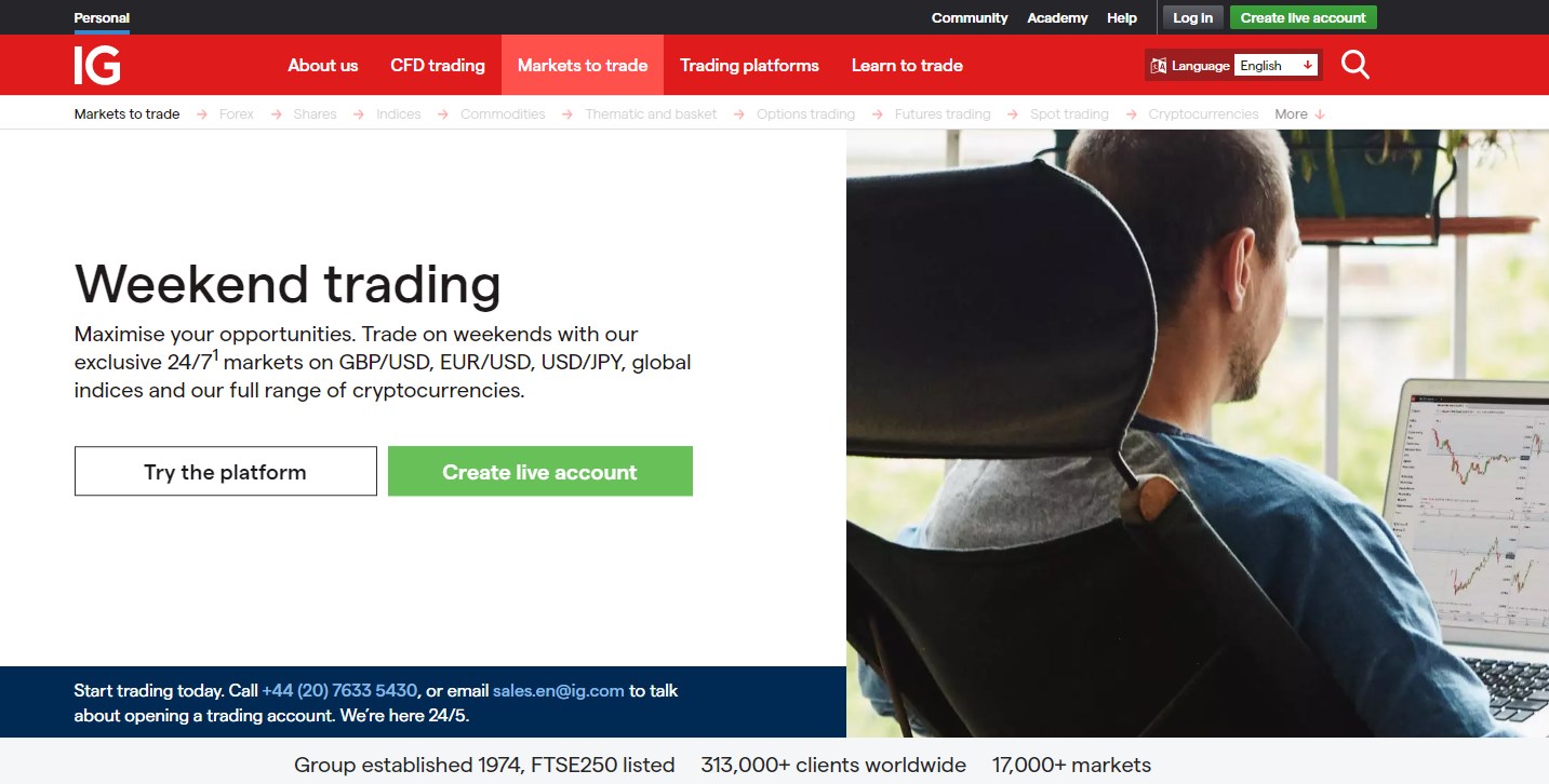 Weekend trading on IG