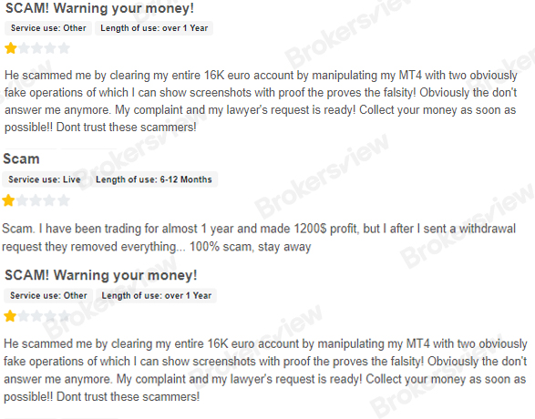 Negative reviews surrounding AAFX Trading.