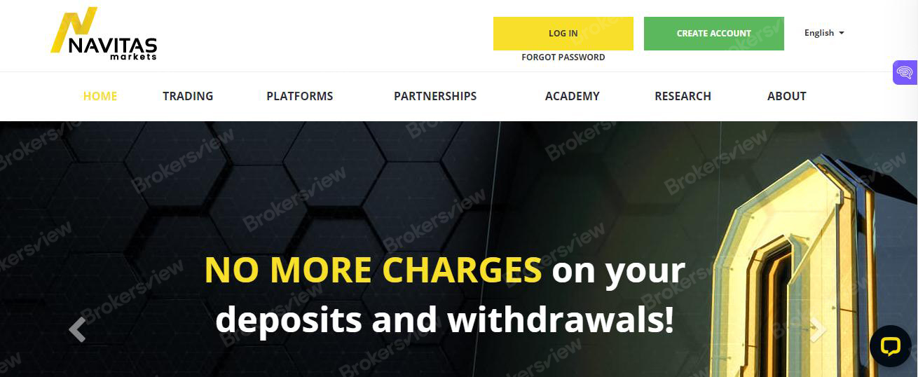 Navitas Markets homepage.