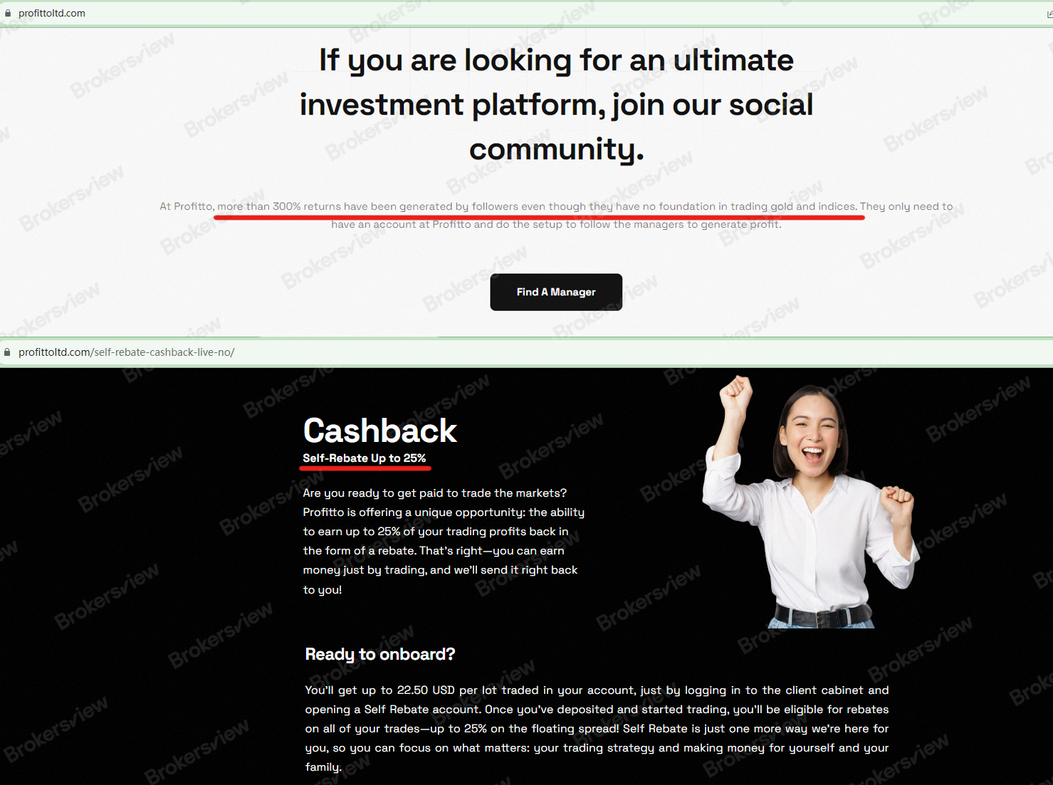 BrokersView investigates Profitto's cashback plan