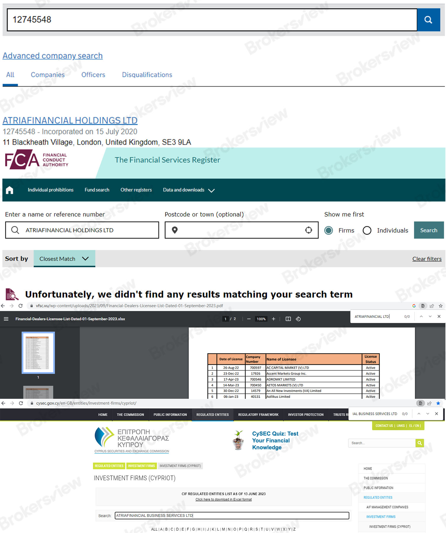 search results of EVEST from regulators such as the FCA