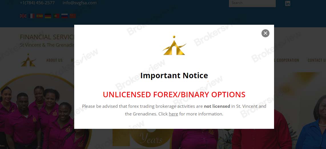 SVG FSA does not regulate forex