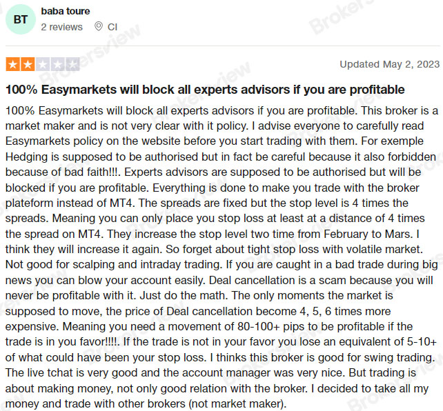 A user's view on easyMarkets trading features