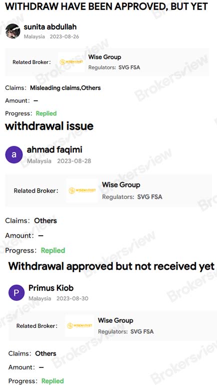 BrokersView has received three customer complaints about Wise Group