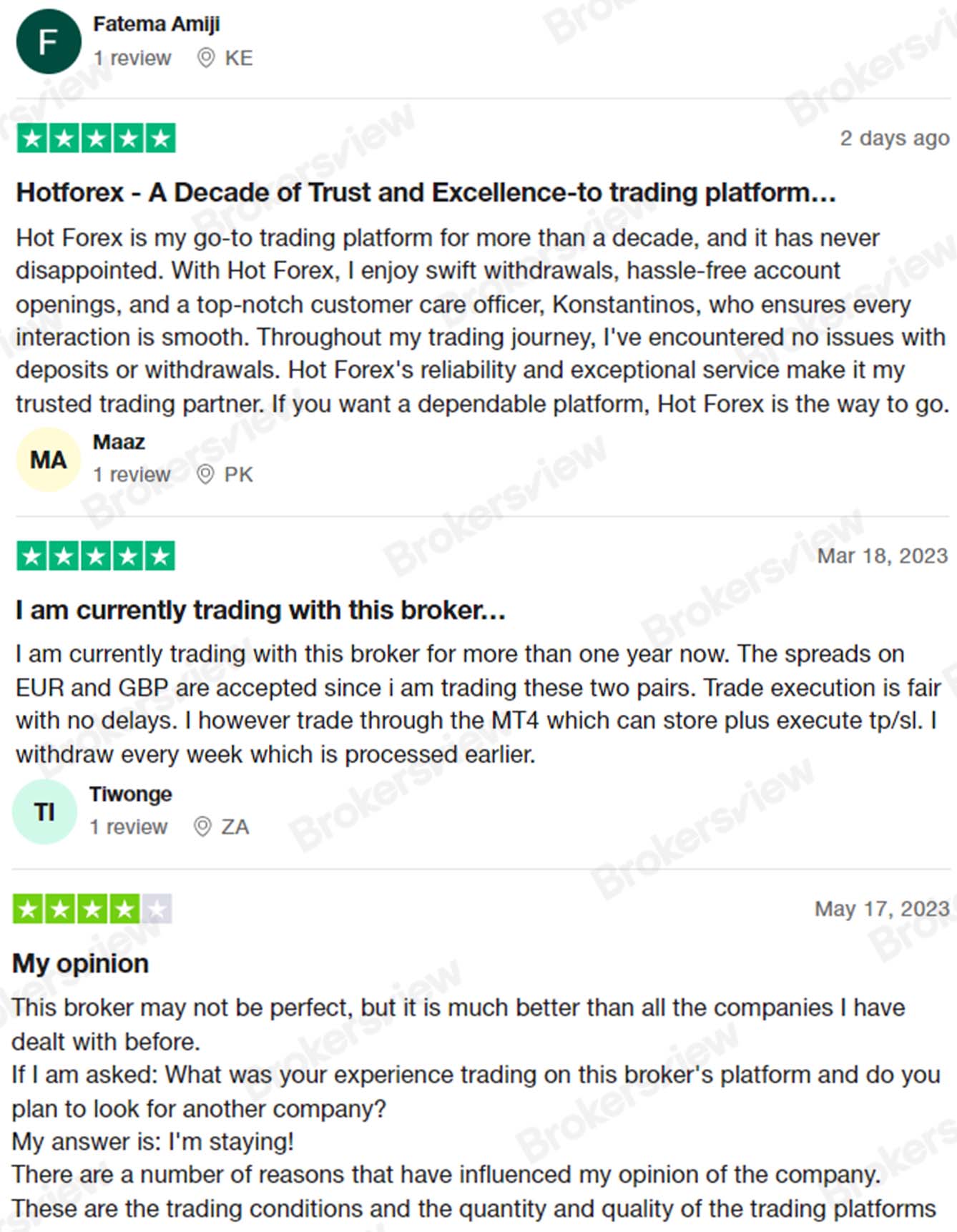 部分新老客戶在HF Markets獲得了良好的體驗