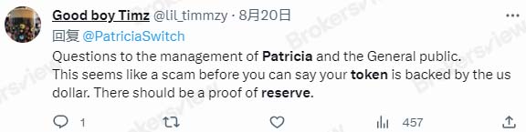 A User thought Patricia should provide PTK's proof of reserves