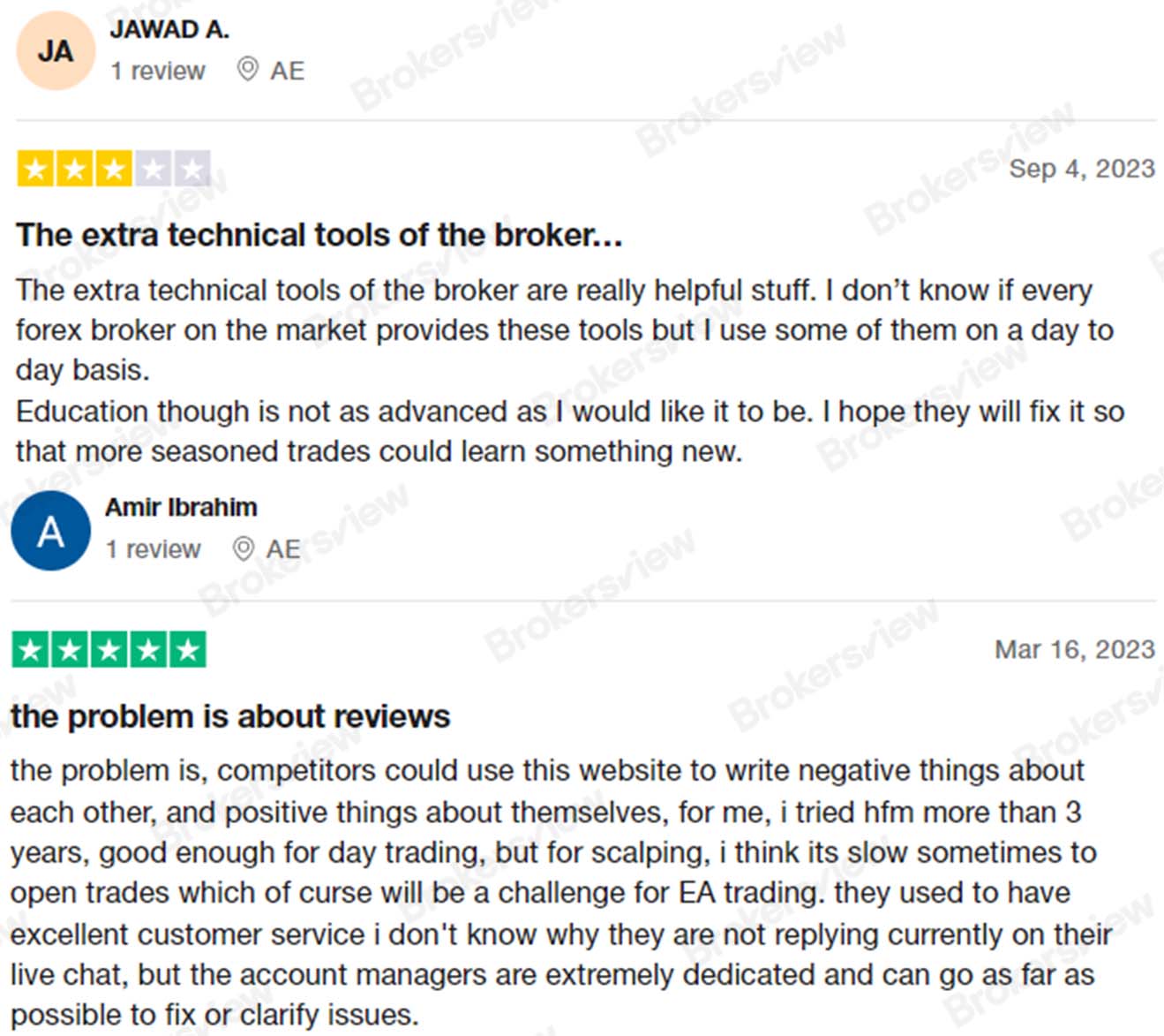 一些客戶指出了對HF Markets不太滿意的地方