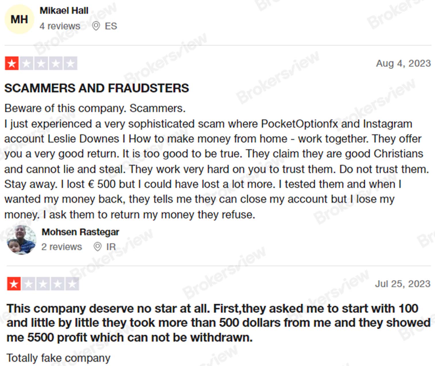 客户谴责Pocket Option FX不退还他们的资金