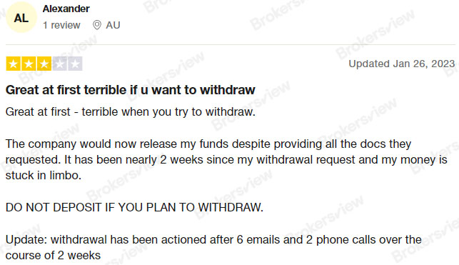 Clients report withdrawal delays