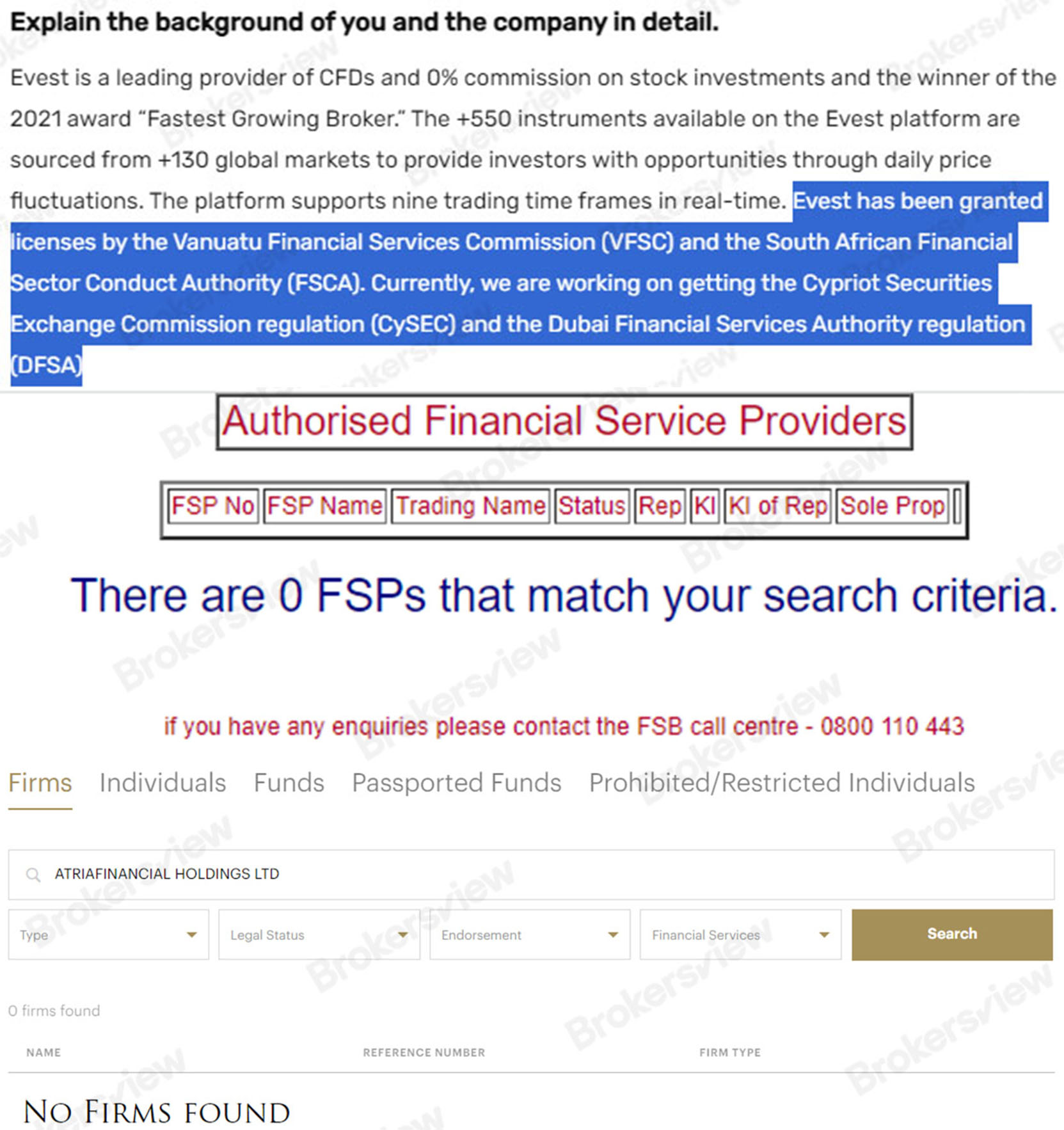 EVEST's CEO's claims about the company's regulatory information are untrue