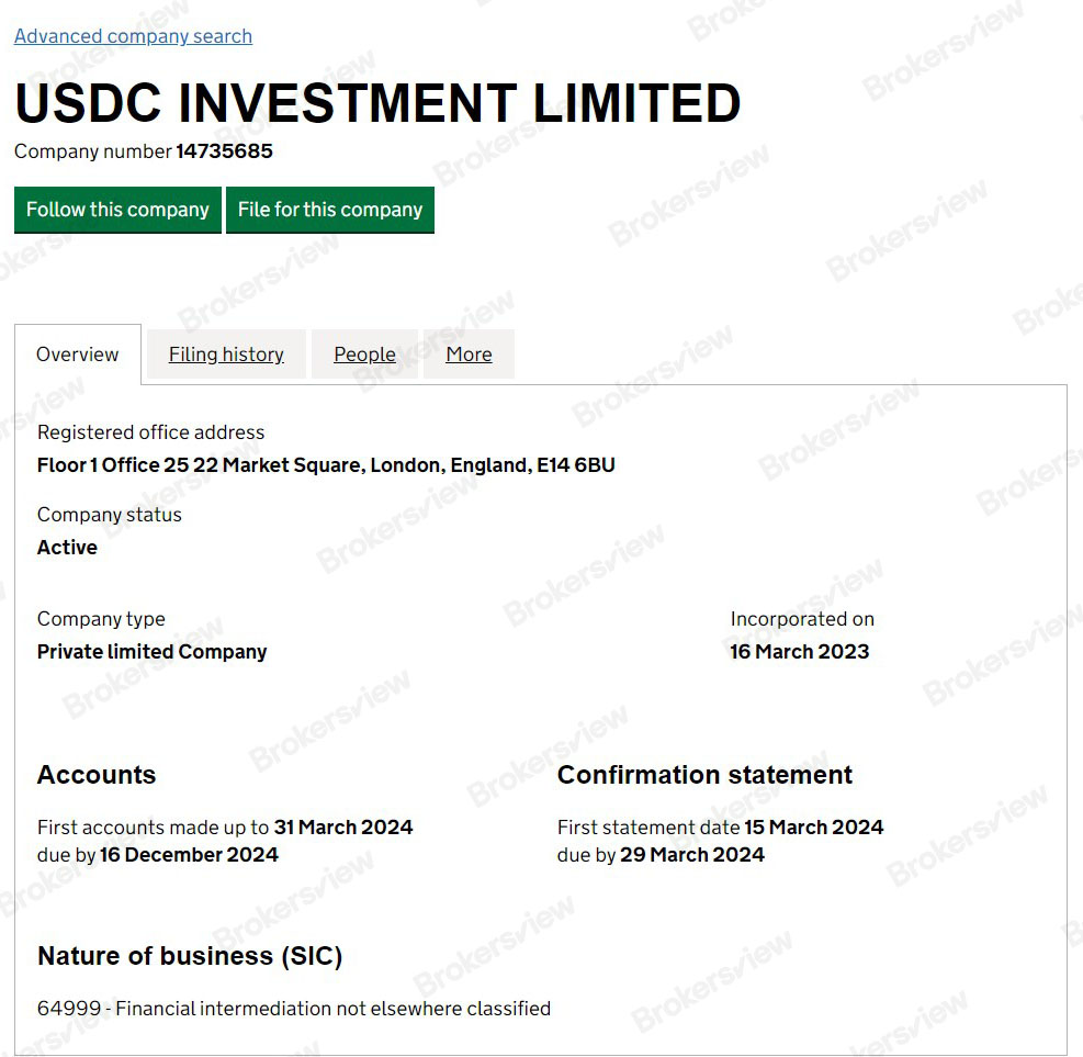 Company House search result.